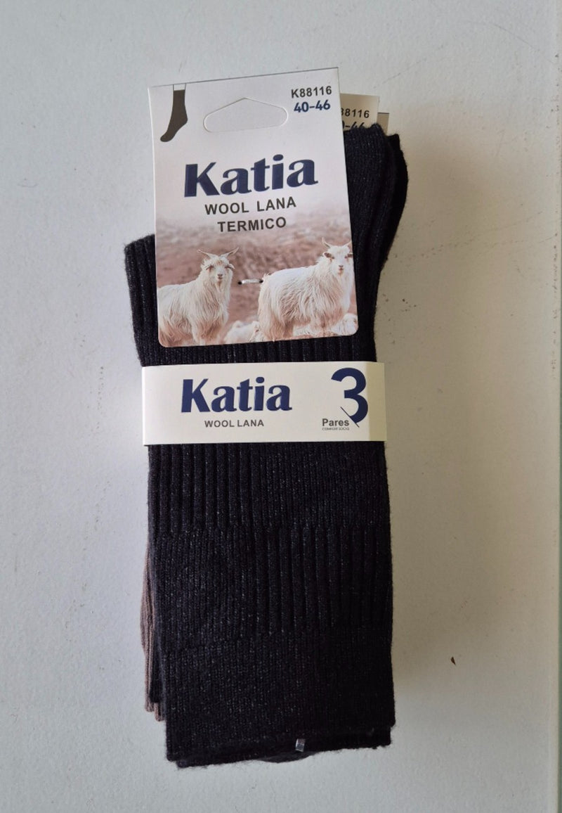 Pack de tres Calcetines de lana fina para hombre