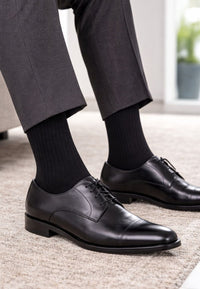 Pack de 3 Calcetines ejecutivos negros finos de hilo escoces para hombre