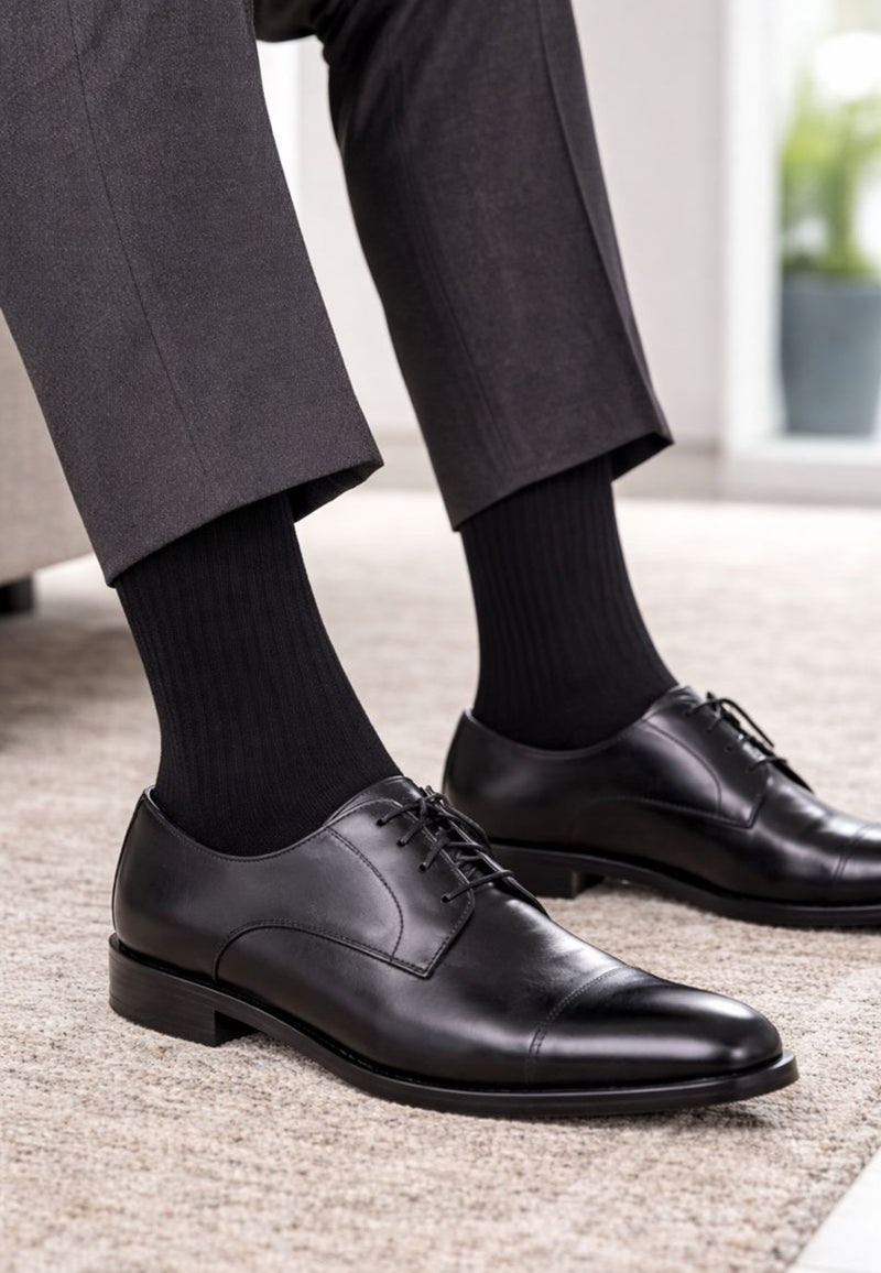 Pack de 3 Calcetines ejecutivos negros finos de hilo escoces para hombre