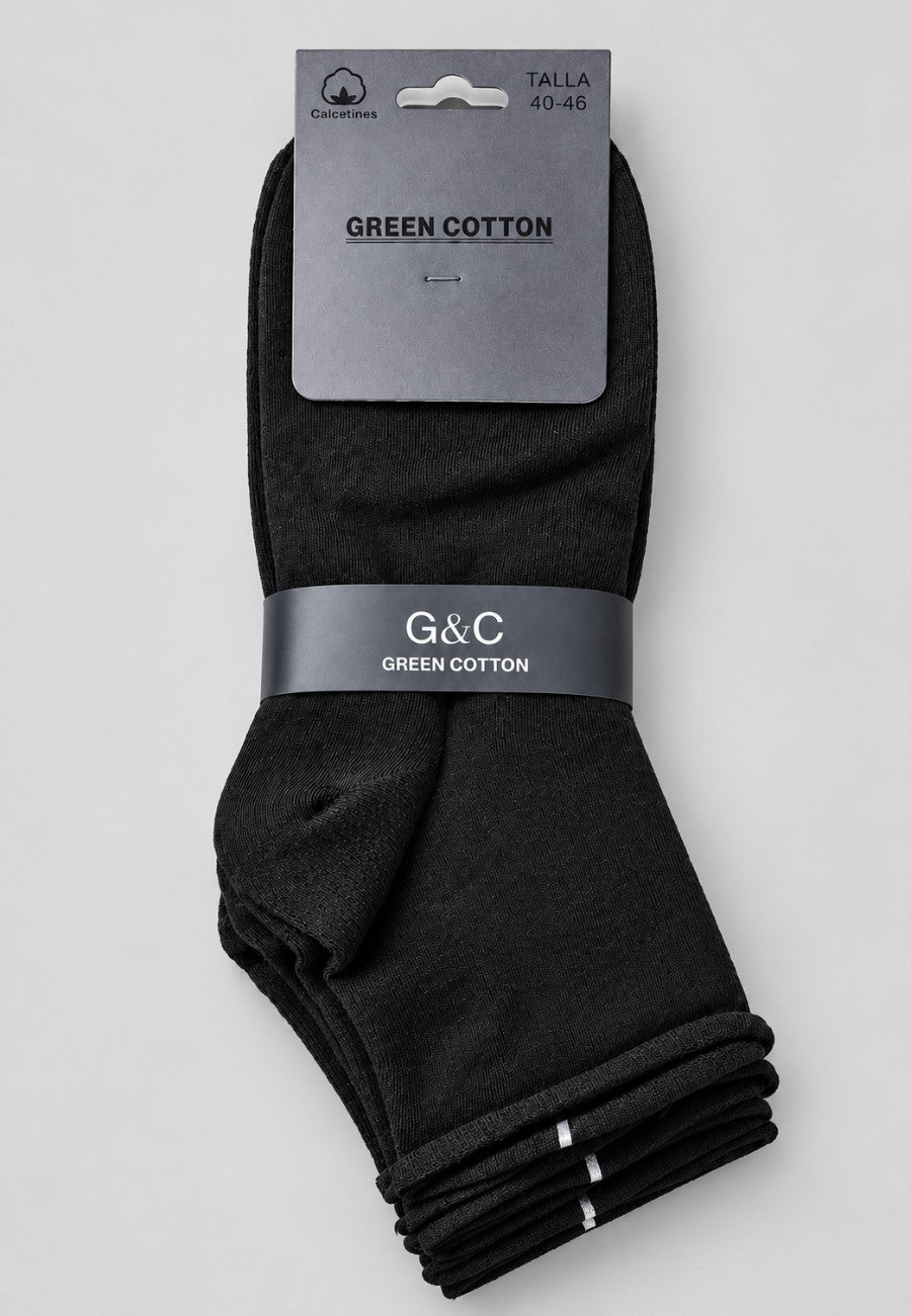 Pack de 3 calcetines de media negra de media caña para hombre