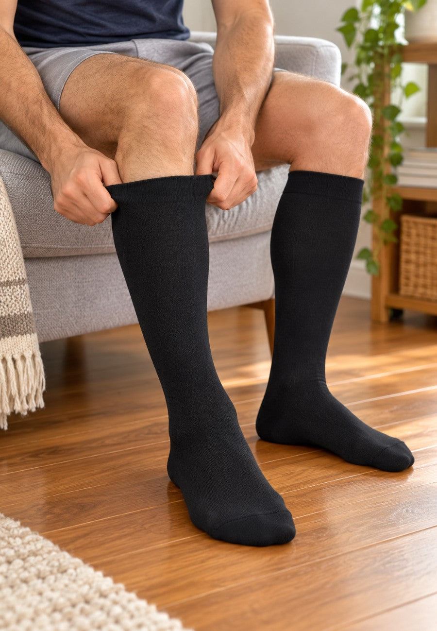 Pack de 3 calcetines de media alta negra para hombre