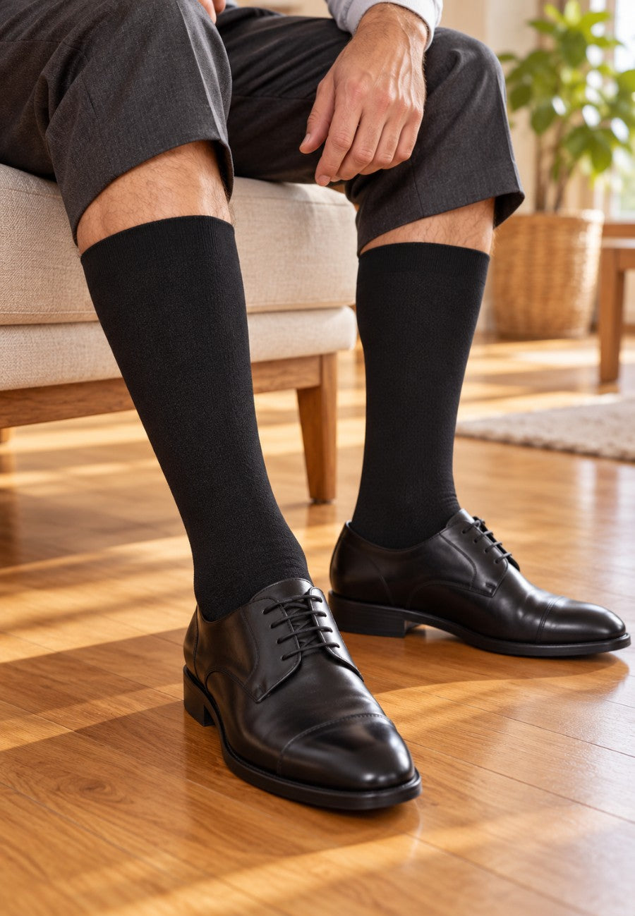 Pack de 3 calcetines de media alta negra para hombre