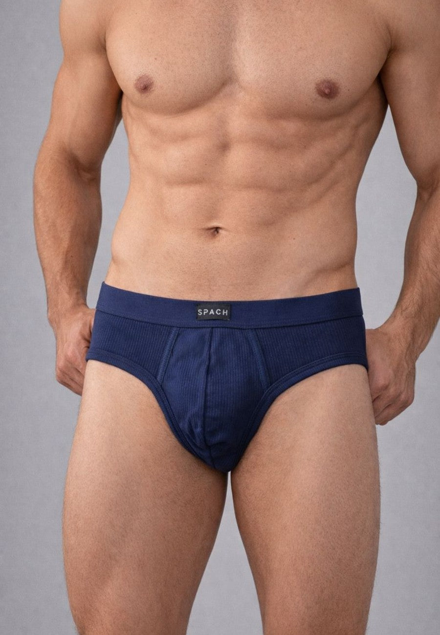 Calzoncillos de hombre de algodón canalado, azul marino