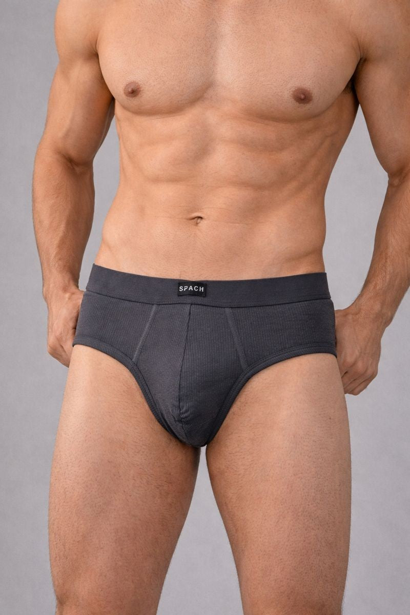 Calzoncillos de hombre de algodón canalado, gris oscuro