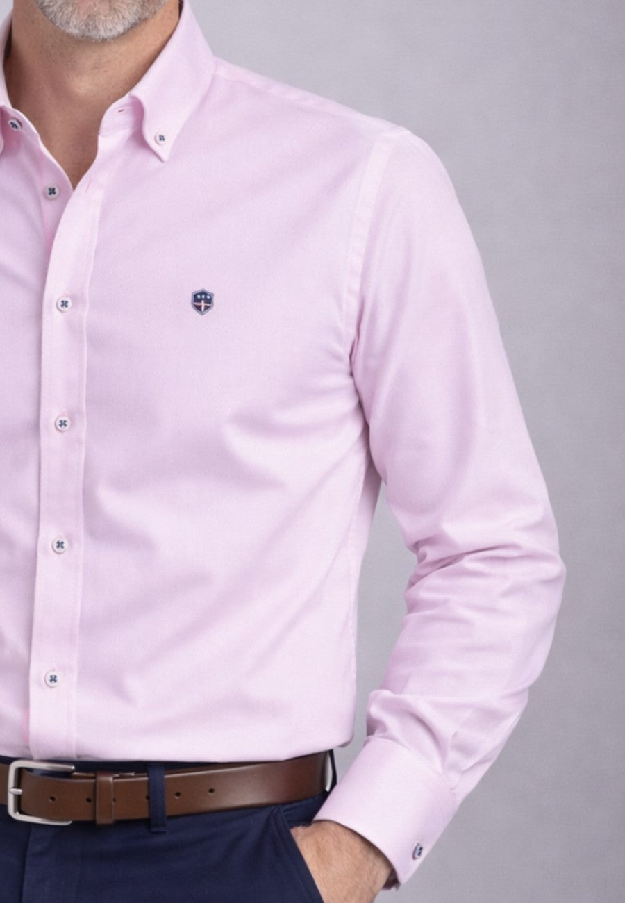 Camisa oxford de sastrería hecha a mano color rosa - Tallas S a 4XL