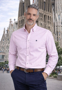 Camisa oxford de sastrería hecha a mano color rosa - Tallas S a 4XL