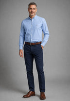 Camisa oxford de sastrería hecha a mano color celeste - Tallas S a 4XL