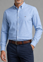 Camisa oxford de sastrería hecha a mano color celeste - Tallas S a 4XL