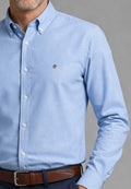 Camisa oxford de sastrería hecha a mano color celeste - Tallas S a 4XL