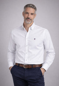 Camisa oxford de sastrería hecha a mano color blanco - Tallas S a 4XL