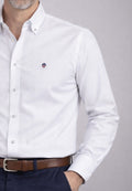 Camisa oxford de sastrería hecha a mano color blanco - Tallas S a 4XL