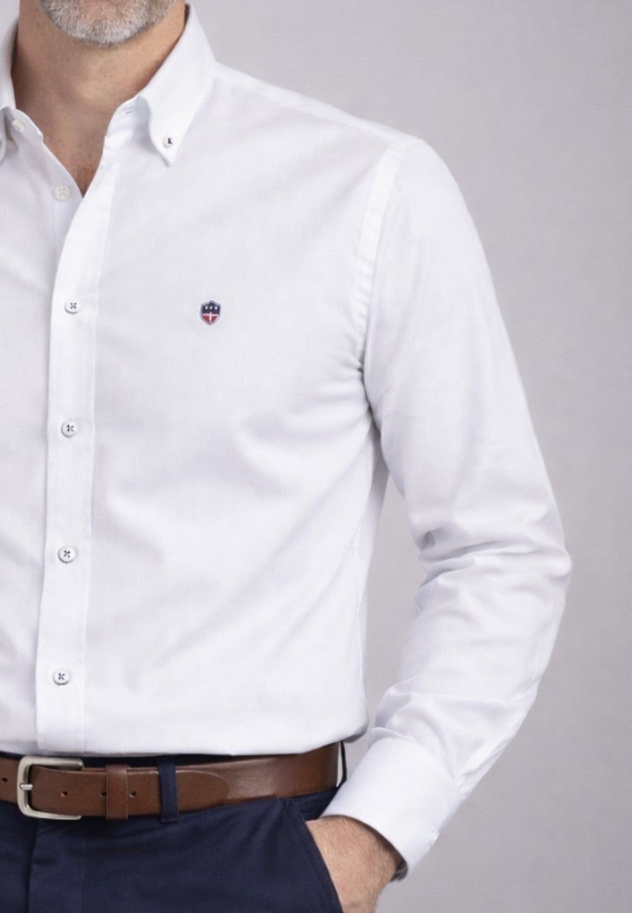 Camisa oxford de sastrería hecha a mano color blanco - Tallas S a 4XL