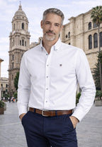 Camisa oxford de sastrería hecha a mano color blanco - Tallas S a 4XL