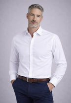 Camisa de vestir de sastrería hechas a mano fil a fil color blanco