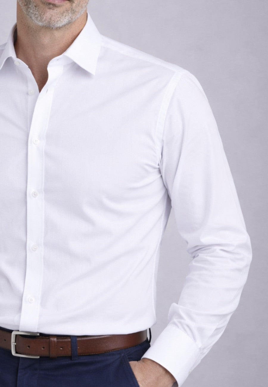 Camisa de vestir de sastrería hechas a mano fil a fil color blanco