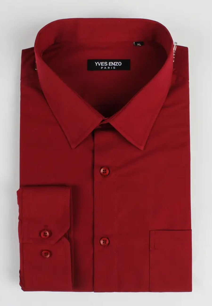 Camisa de hombre color Burdeos de manga larga talla XXL a la 5XL