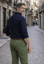 Camisa Oxford azul marino semi entallada