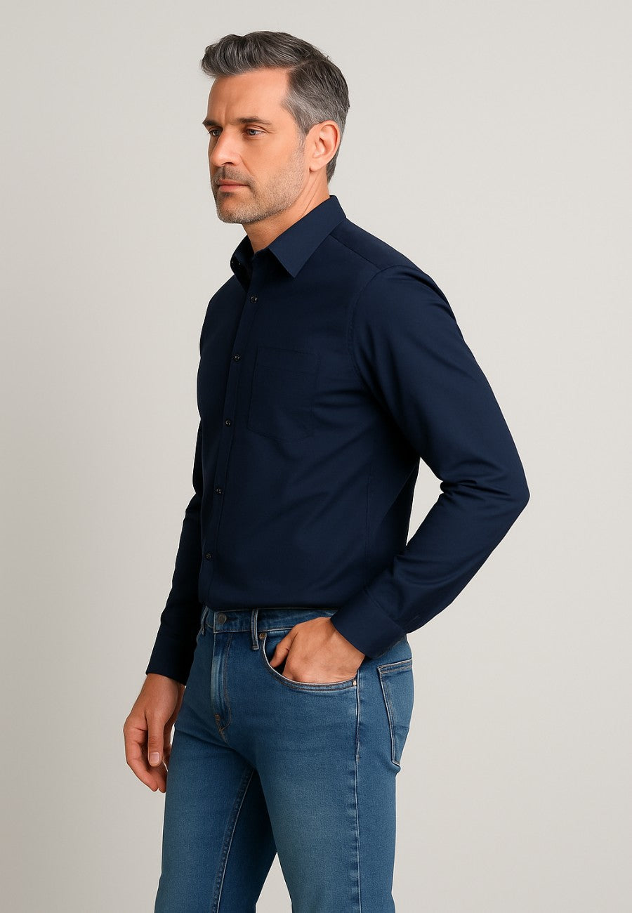 Camisa azul marino de manga larga talla XXL a la 5XL