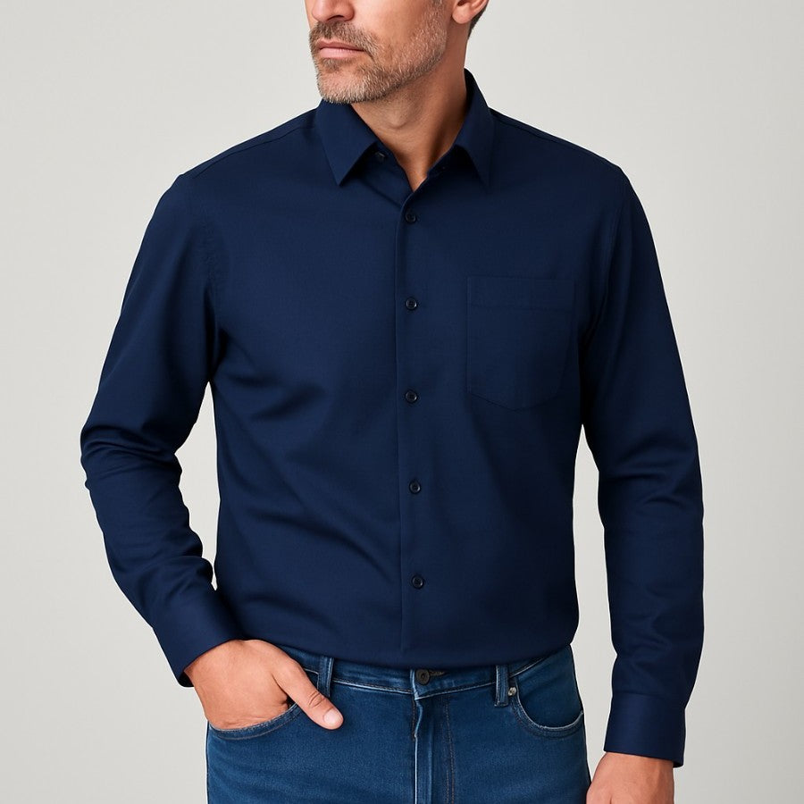 Camisa azul marino de manga larga talla XXL a la 5XL