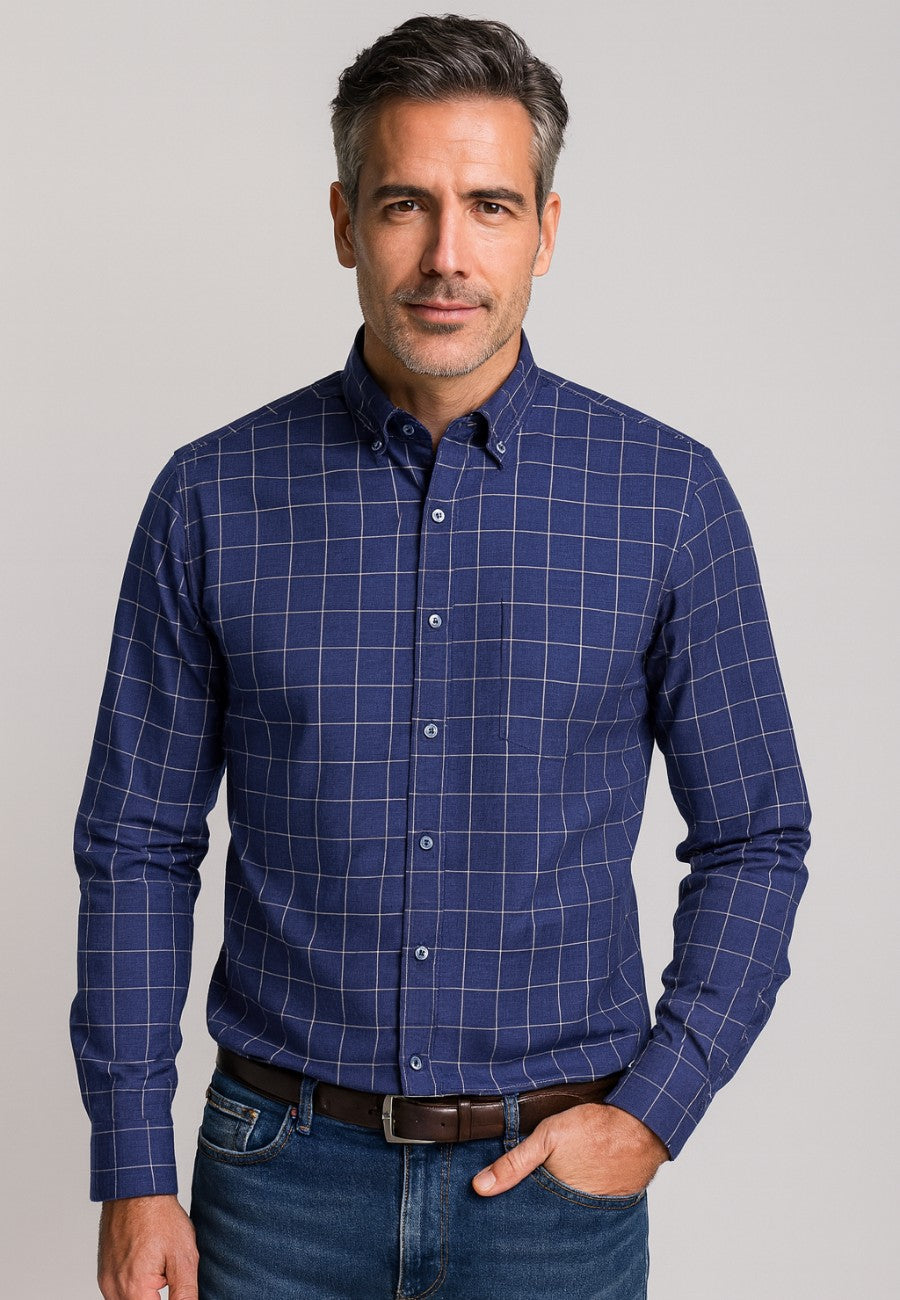 Camisa de algodón para hombre color indigo