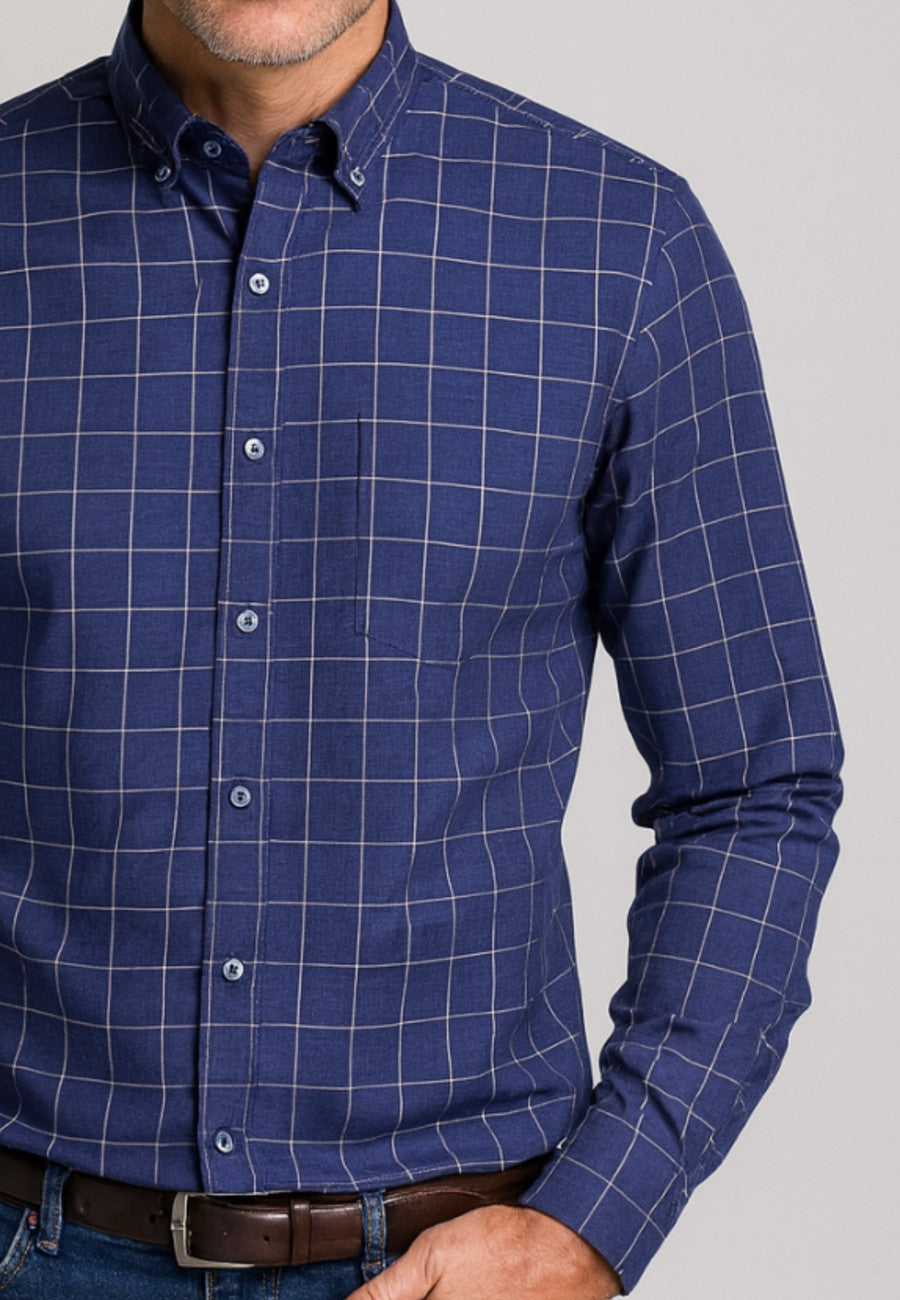 Camisa de algodón para hombre color indigo