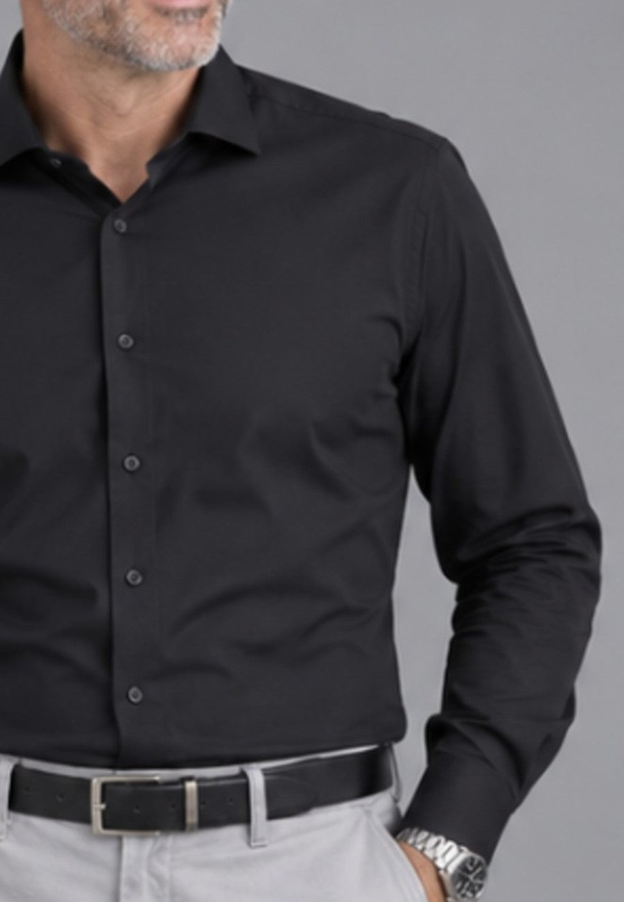 Camisa de vestir de sastrería hechas a mano color negra | T'estimu
