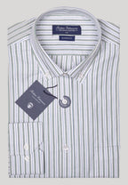 Camisa oxford de algodón para hombre rayas verdes