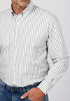 Camisa oxford de algodón para hombre rayas verdes