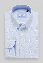 Camisa oxford de sastrería hecha a mano estampado azul