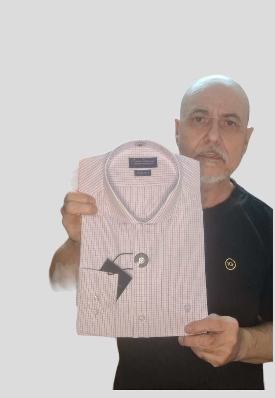 Camisa de hombre con cuadros malva en testimu.com de T'estimu Moda