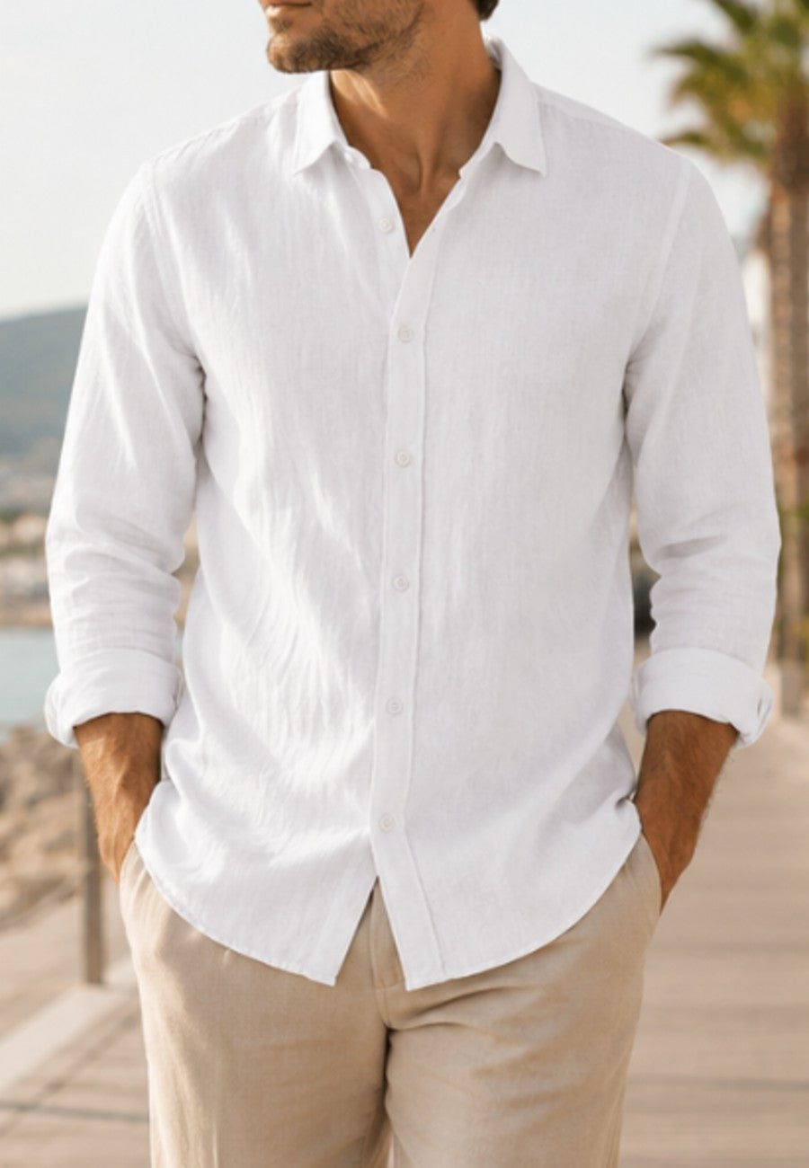 Camisa de lino de sastrería, hecha a mano