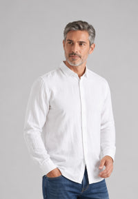 Camisa de corte recto de lino puro en color blanco