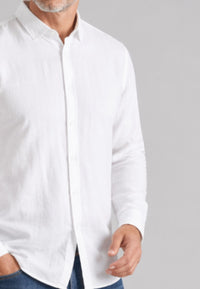 Camisa de corte recto de lino puro en color blanco