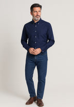 Camisa Oxford manga larga de hombre en color azul marino
