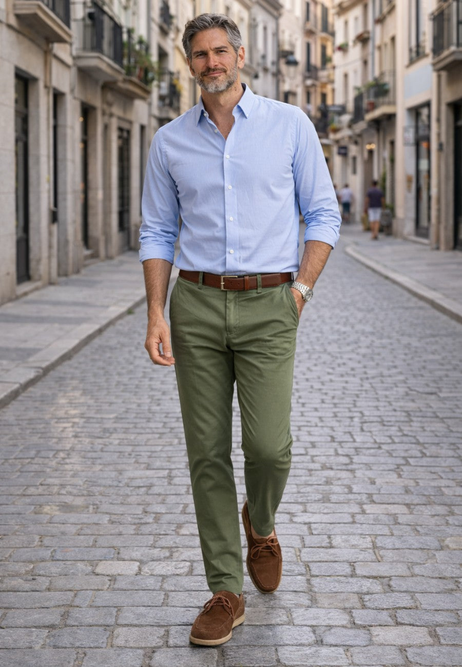 Camisa Oxford azul cielo semi entallada