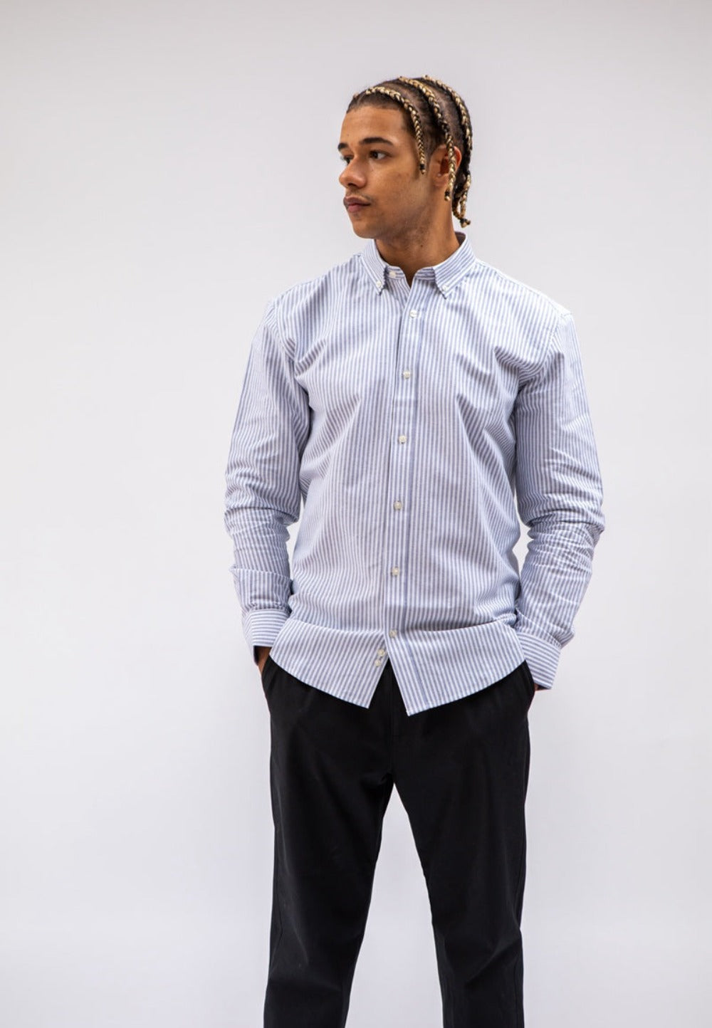 Camisa Oxford de hombre Rayas Azules en testimu.com de T'estimu Moda