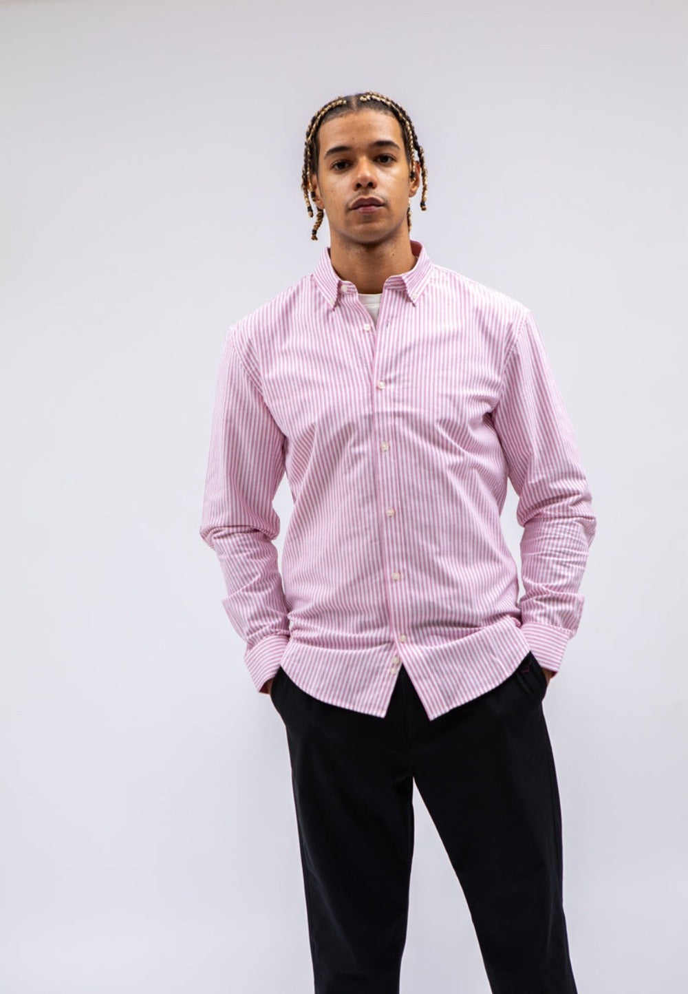 Camisa Oxford de hombre Rayas Rosa en testimu.com de T'estimu Moda
