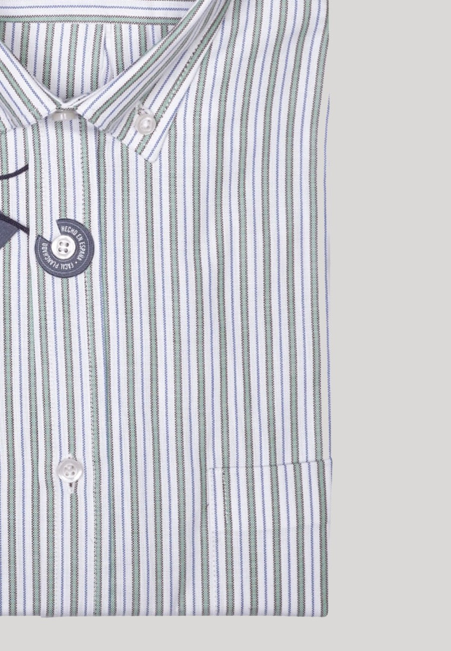 Men's Oxford Shirt in Green Stripes – Testimu Moda