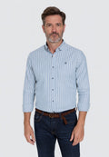 Camisa casual de hombre en rayas celeste