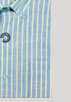 Camisa de algodón para hombre Fil à Fil Azul y Amarilla