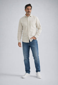 Camisa vaquera de corte recto color hueso