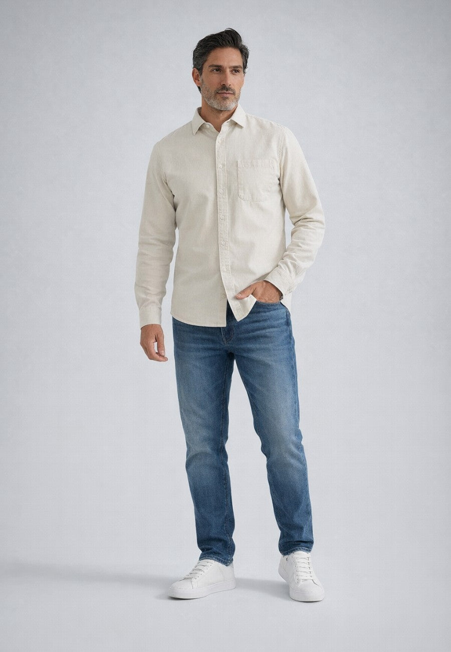 Camisa vaquera de corte recto color hueso