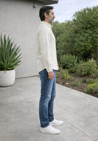 Camisa vaquera de corte recto color hueso