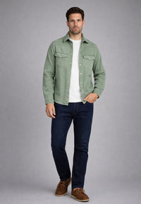 Camisa vaquera en corte recto de color verde hoja