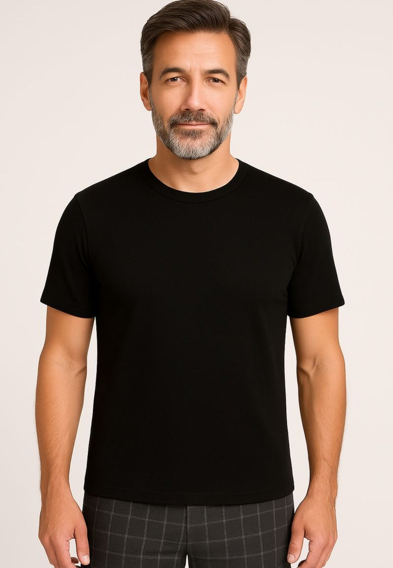 Camiseta negra térmica de manga corta de interior para hombre. Tallas de la M a la 5XL
