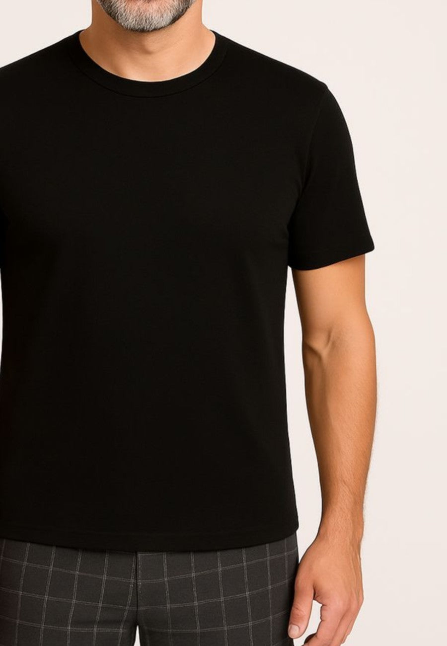 Camiseta negra térmica de manga corta de interior para hombre. Tallas de la M a la 5XL