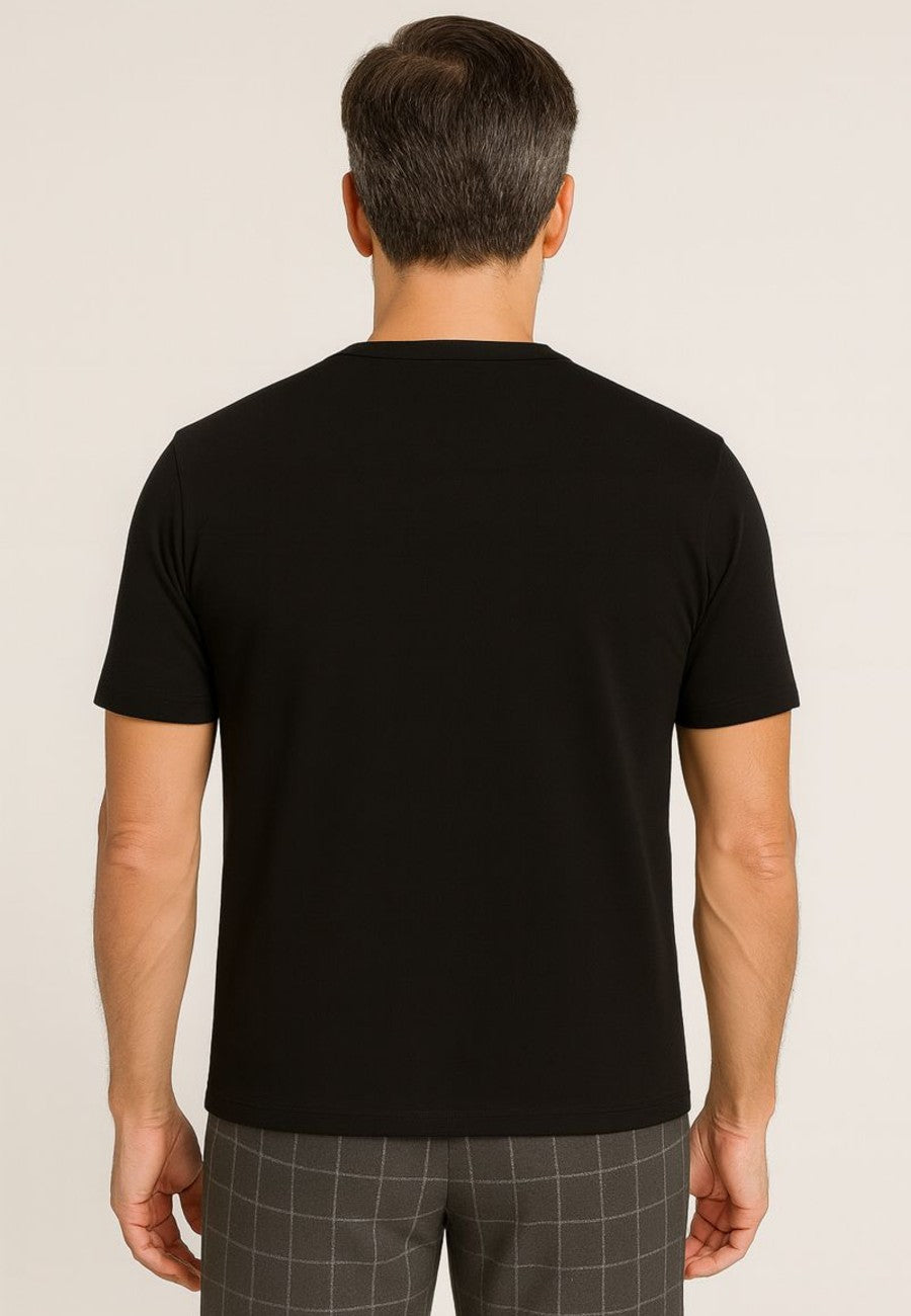 Camiseta negra térmica de manga corta de interior para hombre. Tallas de la M a la 5XL
