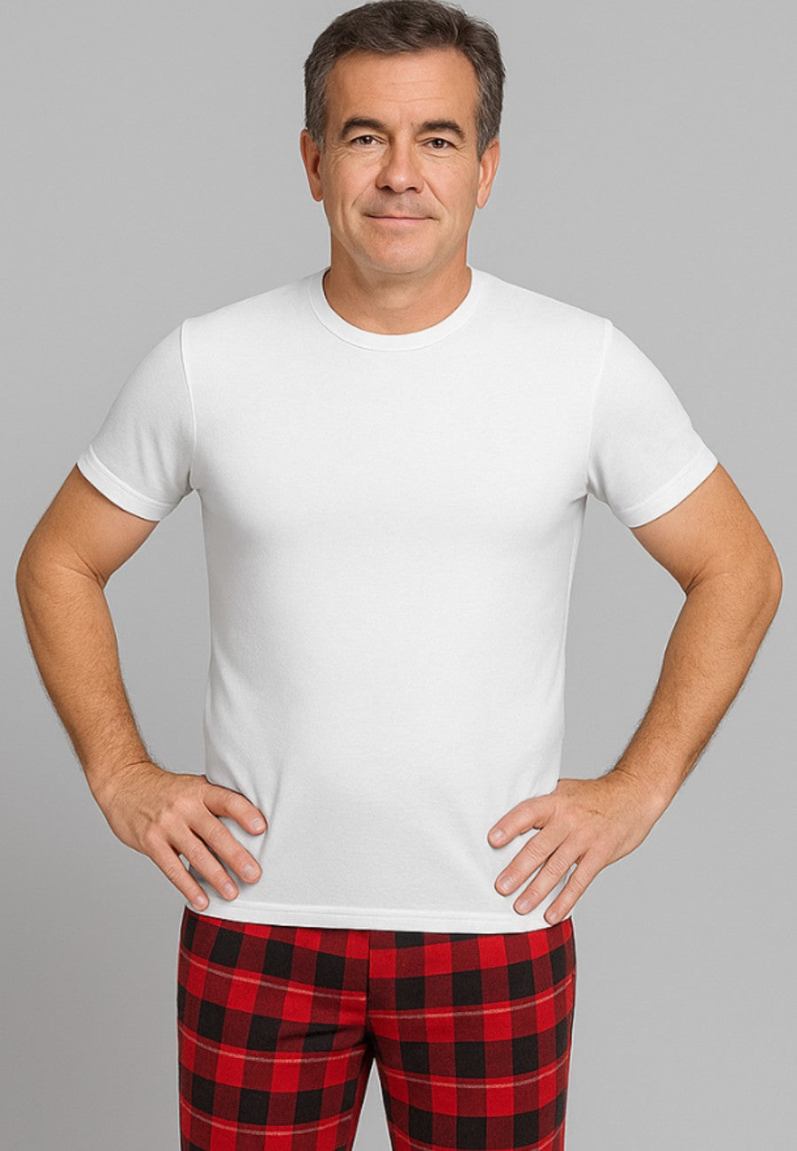 Camiseta de interior de manga corta de color blanco para hombre