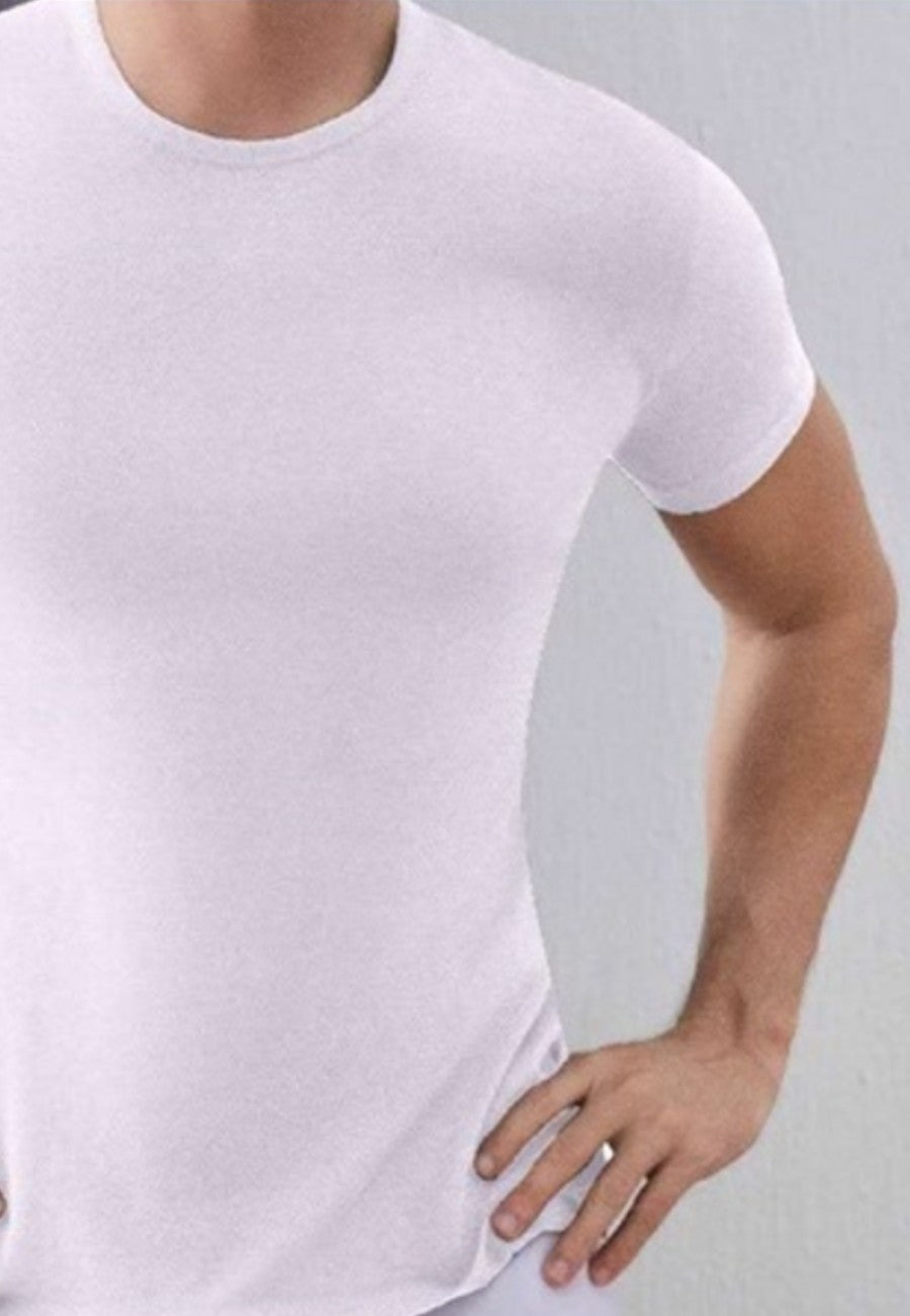 Camiseta de interior de manga corta de color blanco para hombre