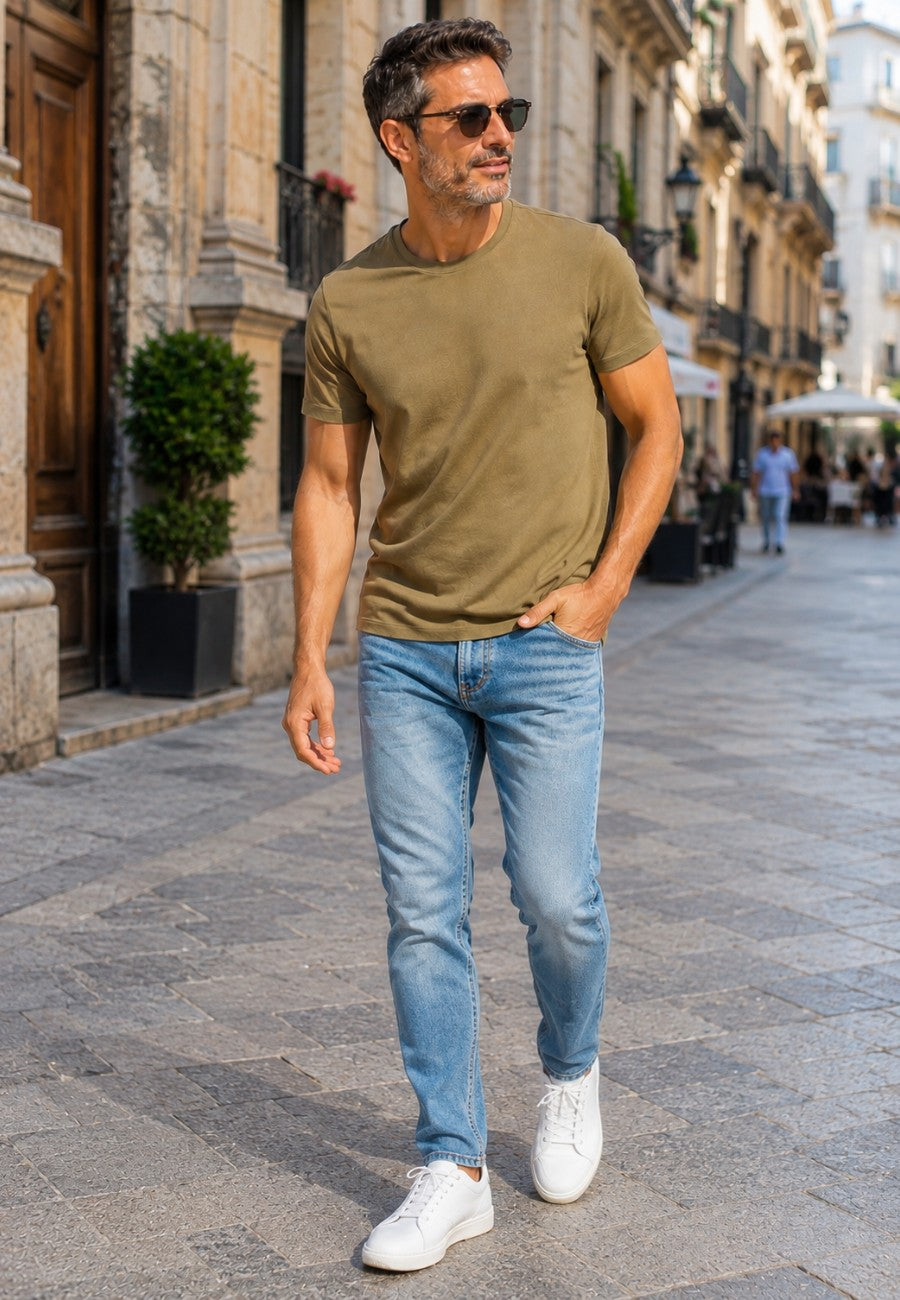 Camiseta de algodón orgánico color orégano
